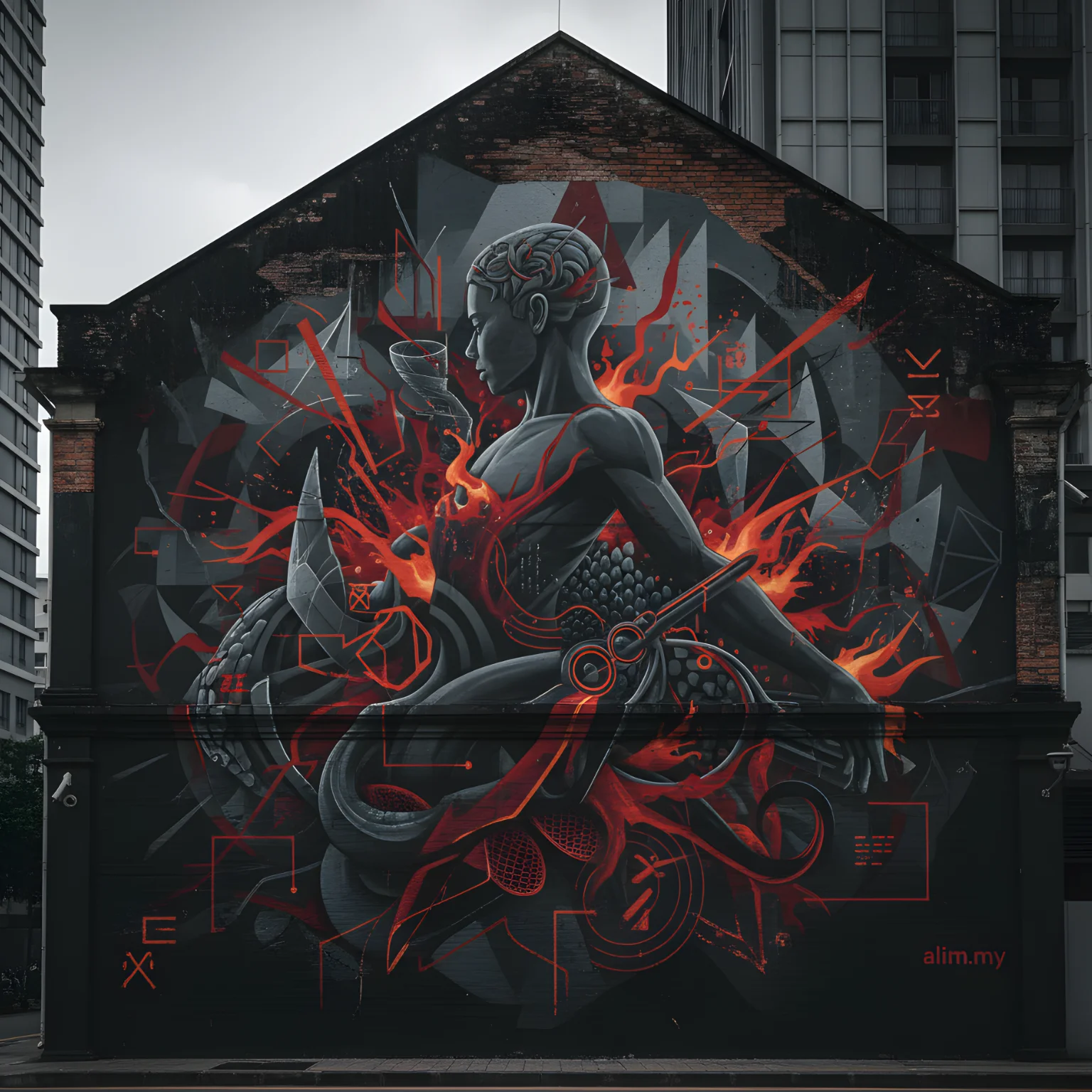 Street art mural representing creative expression and artistic rights